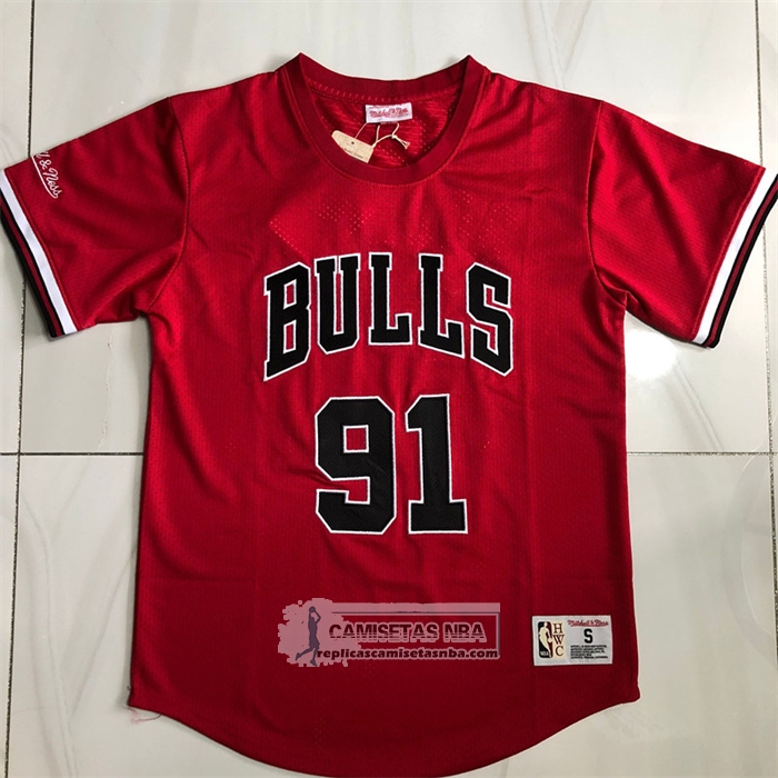 Camiseta Manga Corta Chicago Bulls Dennis Rodman NO 91 Rojo